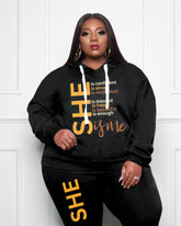 Women's Big and Tall She Is Positive Vibes Hoodie Set